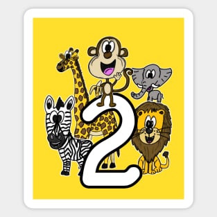 Safari Zoo Animals 2 Year Old 2nd Birthday Sticker